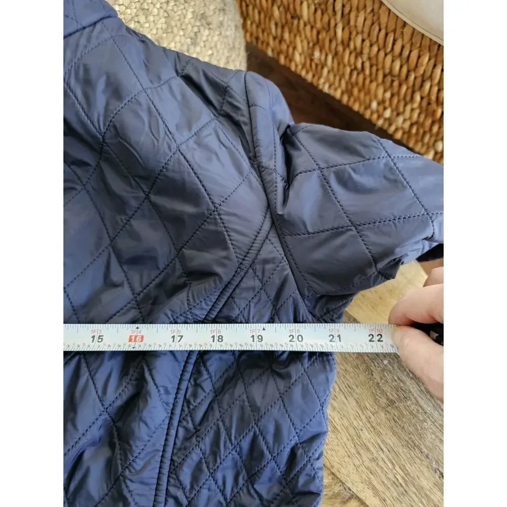TALBOTS Navy Quilted Mid Length Barn Jacket Size L Equestrian Preppy - Picture 13 of 13
